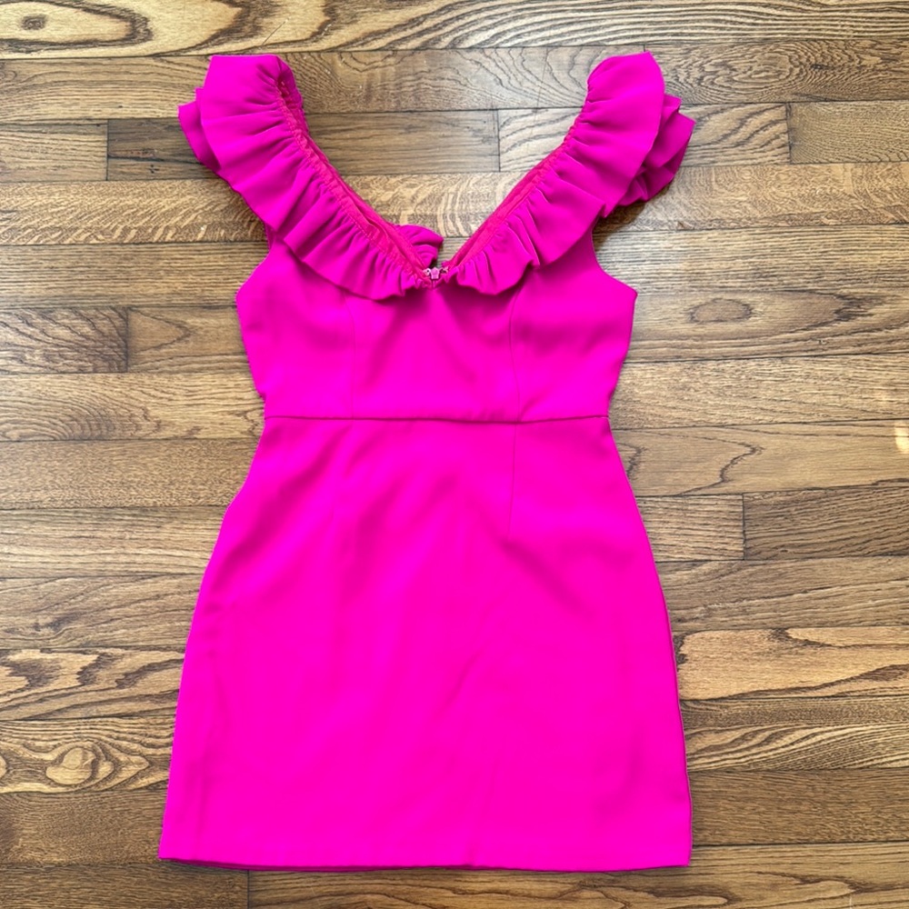 Hot Pink Ruffle Mini Dress